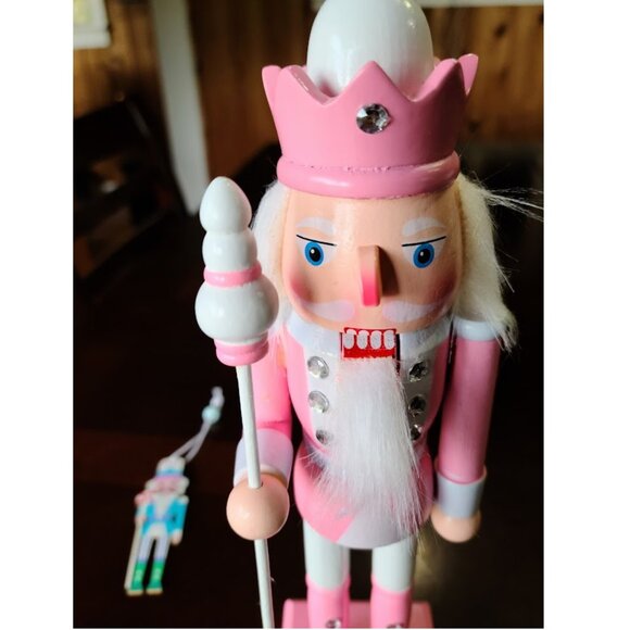 Pink Christmas Nutcracker Soldier Holiday Decor Wooden Statue Xmas Decoration - Picture 5 of 12